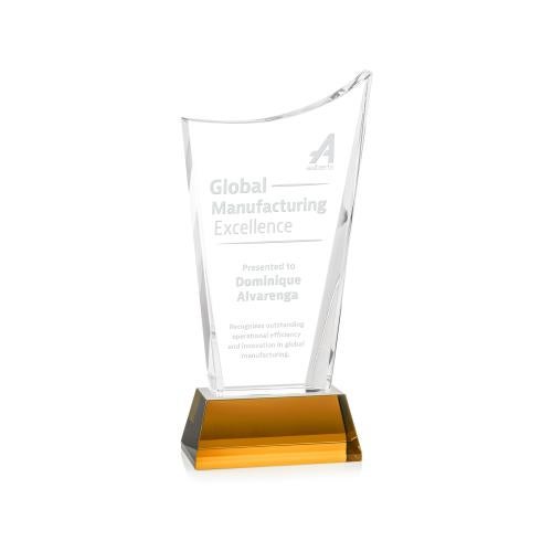 Recognition Awards - Crystal Awards - Burnett Award on Newhaven Base - Amber