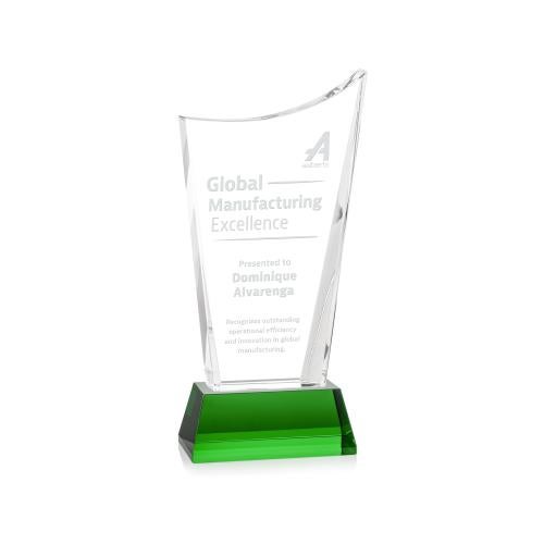 Recognition Awards - Crystal Awards - Burnett Award on Newhaven Base - Green