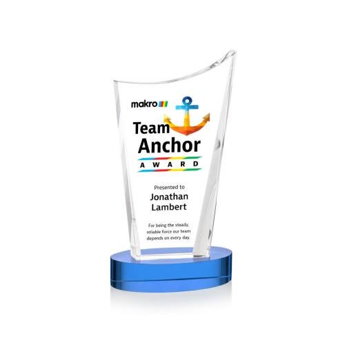 Recognition Awards - Crystal Awards - Burnett VividPrint&trade; Award on Alberton Base - Sky Blue