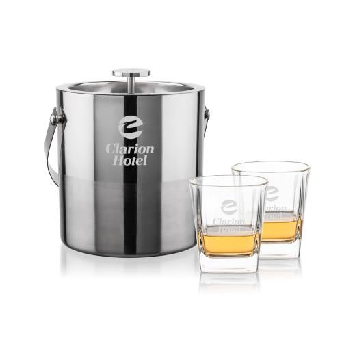 Corporate Gifts - Barware - Glasses Sets - Catania Ice Bucket & Arcadia On-the-Rocks Set