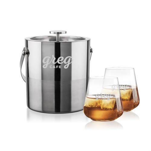 Corporate Gifts - Barware - Glasses Sets - Catania Ice Bucket & Breckland On-the-Rocks Set