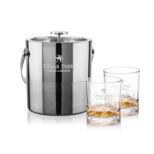 Corporate Gifts - Barware - Glasses Sets - Catania Ice Bucket & Brentwood On-the-Rocks Set