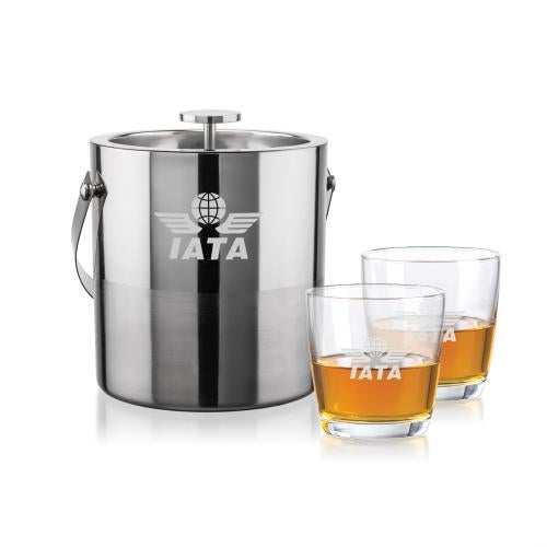 Corporate Gifts - Barware - Glasses Sets - Catania Ice Bucket & Carberry On-the-Rocks Set
