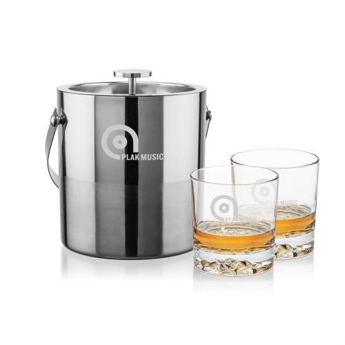 Corporate Gifts - Barware - Glasses Sets - Catania Ice Bucket & Cassidy On-the-Rocks Set