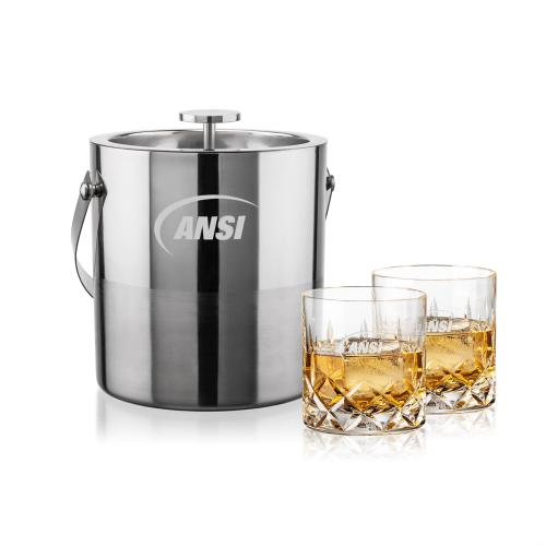 Corporate Gifts - Barware - Glasses Sets - Catania Ice Bucket & Denby On-the-Rocks Set