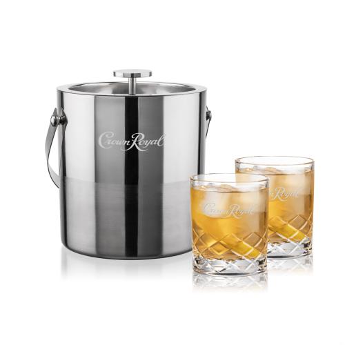Corporate Gifts - Barware - Glasses Sets - Catania Ice Bucket & Durham On-the-Rocks Set
