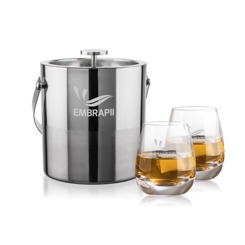 Corporate Gifts - Barware - Glasses Sets - Catania Ice Bucket & Dimasio On-the-Rocks Set