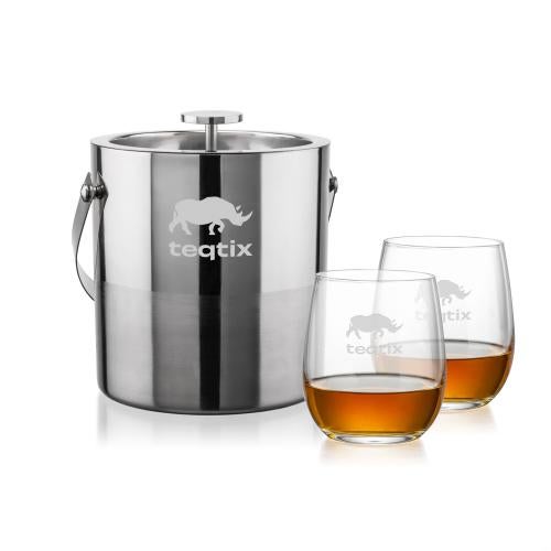 Corporate Gifts - Barware - Glasses Sets - Catania Ice Bucket & Gibson On-the-Rocks Set