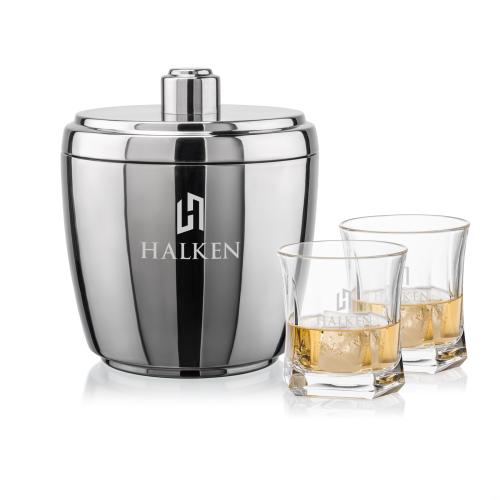 Corporate Gifts - Barware - Glasses Sets - Pescara Ice Bucket & Avalon On-the-Rocks Set