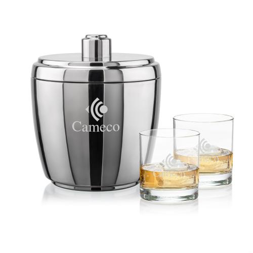 Corporate Gifts - Barware - Glasses Sets - Pescara Ice Bucket & Aristocrat On-the-Rocks Set