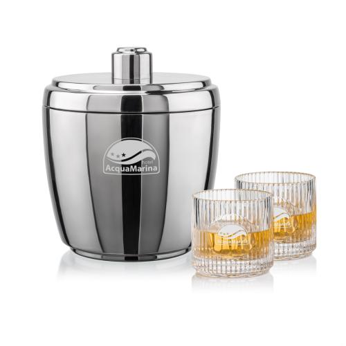 Corporate Gifts - Barware - Glasses Sets - Pescara Ice Bucket & Dillard On-the-Rocks Set