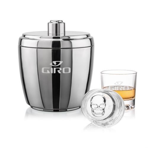 Corporate Gifts - Barware - Glasses Sets - Pescara Ice Bucket & Delrina Skull On-the-Rocks Set