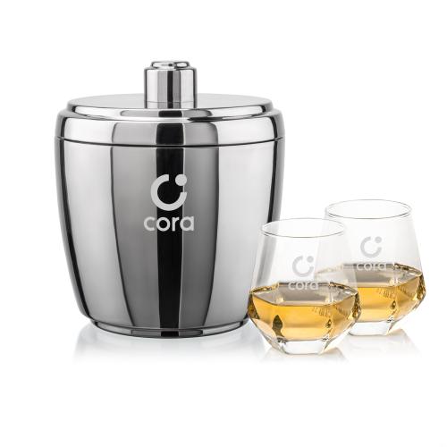 Corporate Gifts - Barware - Glasses Sets - Pescara Ice Bucket & Hartsdale On-the-Rocks Set