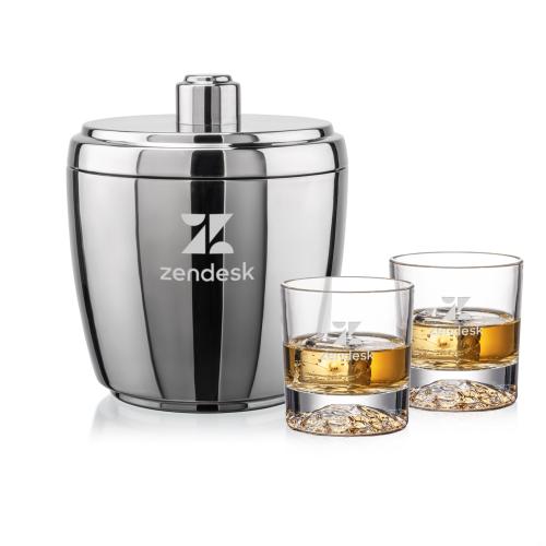 Corporate Gifts - Barware - Glasses Sets - Pescara Ice Bucket & Heathfield On-the-Rocks Set