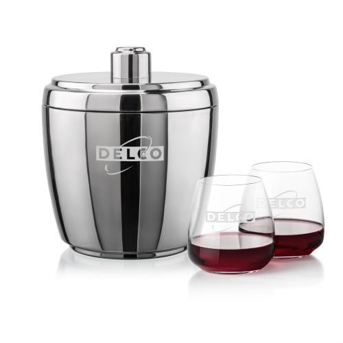 Corporate Gifts - Barware - Glasses Sets - Pescara Ice Bucket & Hogarth On-the-Rocks Set