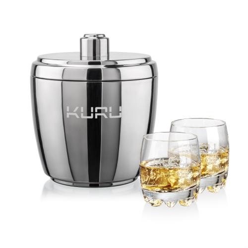 Corporate Gifts - Barware - Glasses Sets - Pescara Ice Bucket & Haddington On-the-Rocks Set