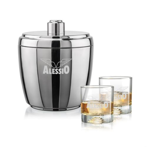 Corporate Gifts - Barware - Glasses Sets - Pescara Ice Bucket & Marbella On-the-Rocks Set