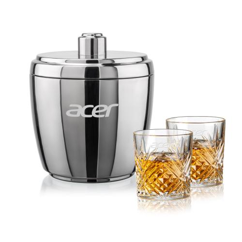 Corporate Gifts - Barware - Glasses Sets - Pescara Ice Bucket & Milford On-the-Rocks Set