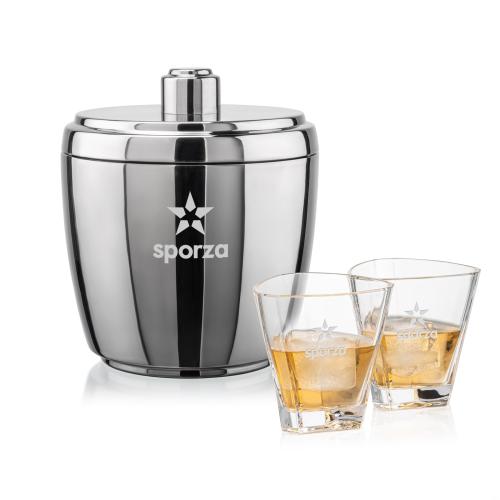 Corporate Gifts - Barware - Glasses Sets - Pescara Ice Bucket & Millwood On-the-Rocks Set