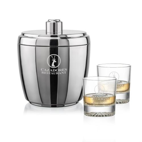Corporate Gifts - Barware - Glasses Sets - Pescara Ice Bucket & Romford On-the-Rocks Set