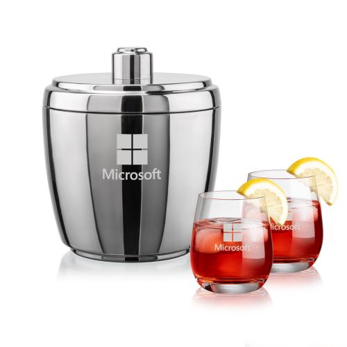 Corporate Gifts - Barware - Glasses Sets - Pescara Ice Bucket & Salem On-the-Rocks Set