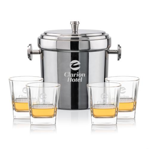 Corporate Gifts - Barware - Glasses Sets - Milano Ice Bucket & Arcadia On-the-Rocks Set