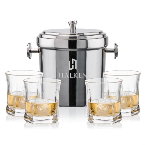 Corporate Gifts - Barware - Glasses Sets - Milano Ice Bucket & Avalon On-the-Rocks Set