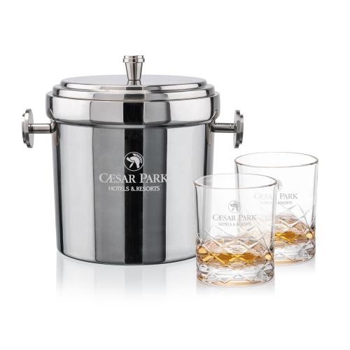 Corporate Gifts - Barware - Glasses Sets - Milano Ice Bucket & Brentwood On-the-Rocks Set