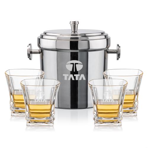 Corporate Gifts - Barware - Glasses Sets - Milano Ice Bucket & Bentley On-the-Rocks Set