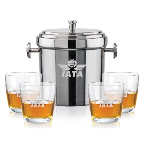 Corporate Gifts - Barware - Glasses Sets - Milano Ice Bucket & Carberry On-the-Rocks Set