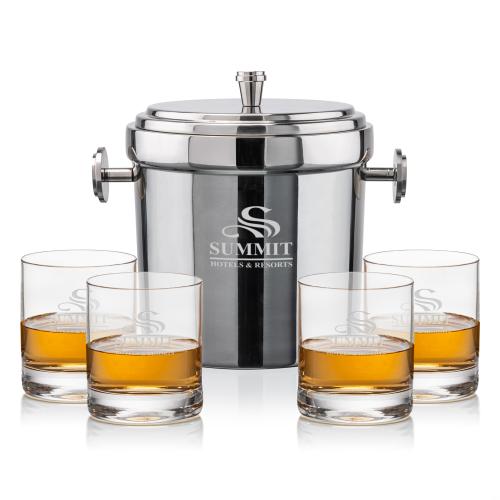 Corporate Gifts - Barware - Glasses Sets - Milano Ice Bucket & Dresden On-the-Rocks Set