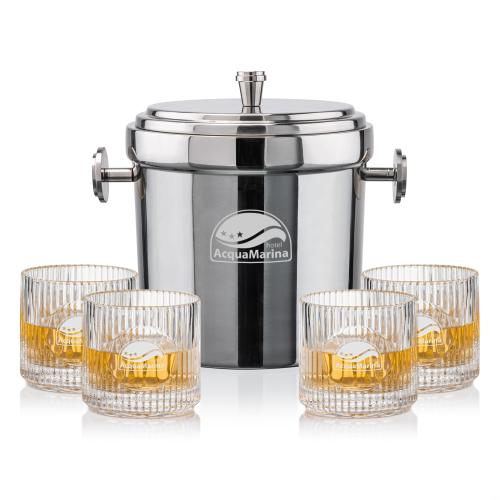 Corporate Gifts - Barware - Glasses Sets - Milano Ice Bucket & Dillard On-the-Rocks Set