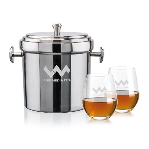 Corporate Gifts - Barware - Glasses Sets - Milano Ice Bucket & Graydon On-the-Rocks Set