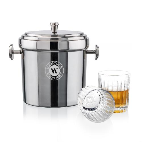 Corporate Gifts - Barware - Glasses Sets - Milano Ice Bucket & Hartmann On-the-Rocks Set