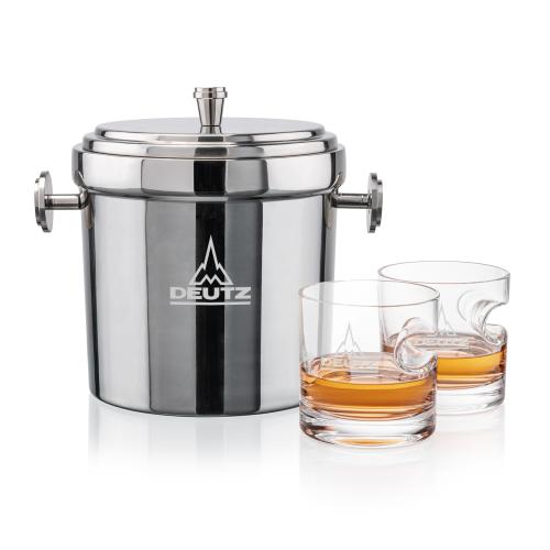 Corporate Gifts - Barware - Glasses Sets - Milano Ice Bucket & Havana On-the-Rocks Set