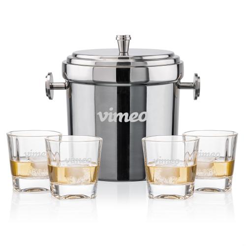 Corporate Gifts - Barware - Glasses Sets - Milano Ice Bucket & Kansas On-the-Rocks Set