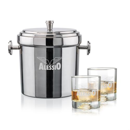 Corporate Gifts - Barware - Glasses Sets - Milano Ice Bucket & Marbella On-the-Rocks Set