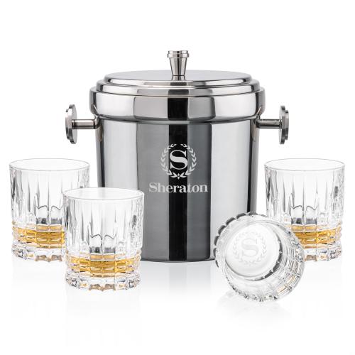 Corporate Gifts - Barware - Glasses Sets - Milano Ice Bucket & Princeton On-the-Rocks Set
