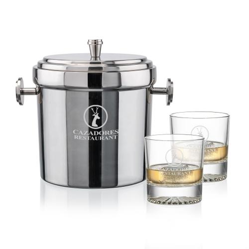 Corporate Gifts - Barware - Glasses Sets - Milano Ice Bucket & Romford On-the-Rocks Set