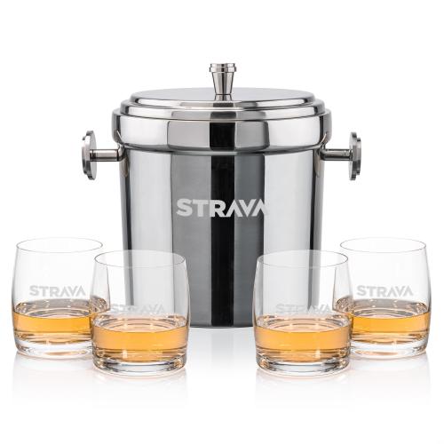 Corporate Gifts - Barware - Glasses Sets - Milano Ice Bucket & Valemount On-the-Rocks Set