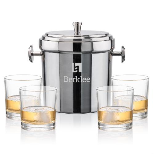 Corporate Gifts - Barware - Glasses Sets - Milano Ice Bucket & Whitlock On-the-Rocks Set