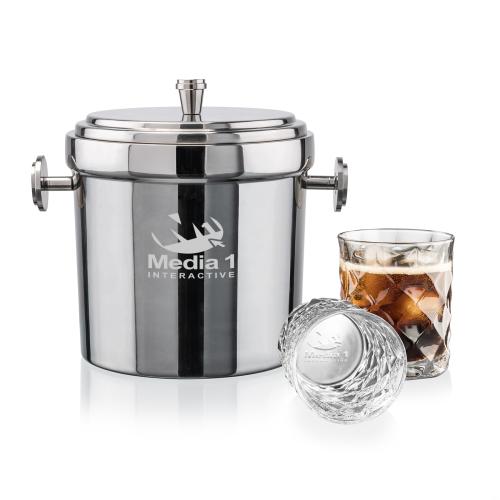 Corporate Gifts - Barware - Glasses Sets - Milano Ice Bucket & Woodward On-the-Rocks Set