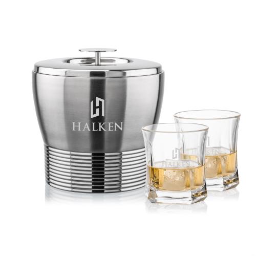 Corporate Gifts - Barware - Glasses Sets - Genoa Ice Bucket & Avalon On-the-Rocks Set