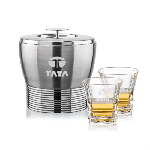 Corporate Gifts - Barware - Glasses Sets - Genoa Ice Bucket & Bentley On-the-Rocks Set