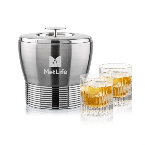 Corporate Gifts - Barware - Glasses Sets - Genoa Ice Bucket & Caldari On-the-Rocks Set