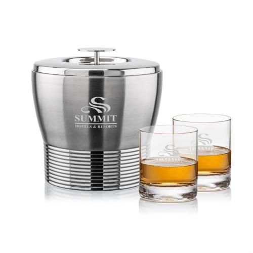 Corporate Gifts - Barware - Glasses Sets - Genoa Ice Bucket & Dresden On-the-Rocks Set