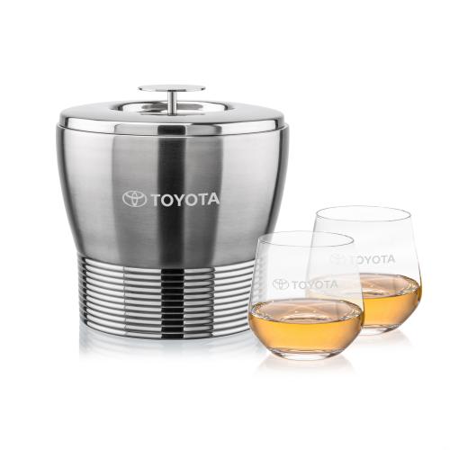 Corporate Gifts - Barware - Glasses Sets - Genoa Ice Bucket & Garland On-the-Rocks Set