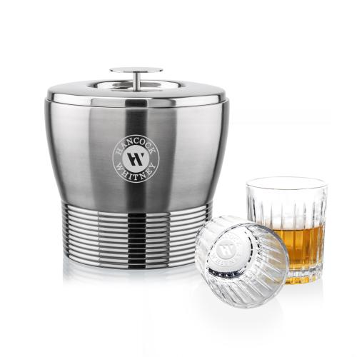 Corporate Gifts - Barware - Glasses Sets - Genoa Ice Bucket & Hartmann On-the-Rocks Set