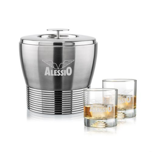 Corporate Gifts - Barware - Glasses Sets - Genoa Ice Bucket & Marbella On-the-Rocks Set