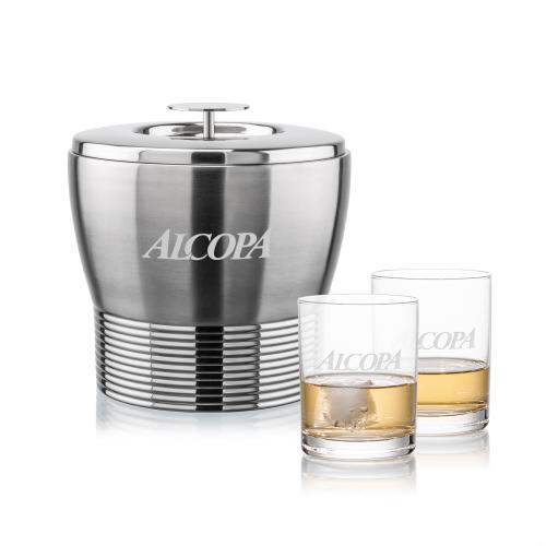 Corporate Gifts - Barware - Glasses Sets - Genoa Ice Bucket & Monterey On-the-Rocks Set